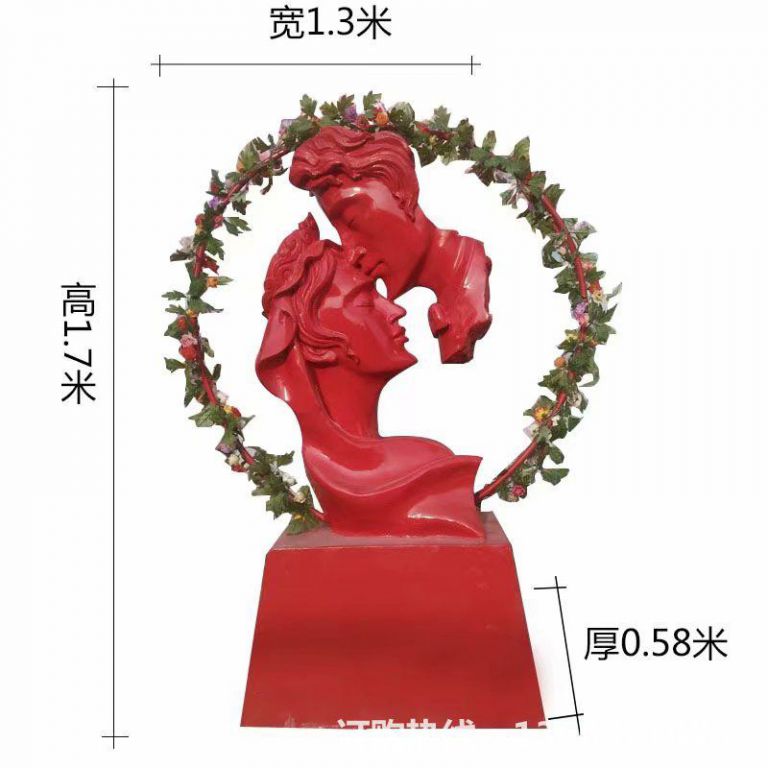 爱情专题雕塑，红色爱情雕塑，男人吻女人雕塑,婚庆装饰1