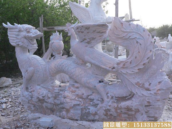 石雕龙凤雕塑 景观石雕动物龙凤雕塑